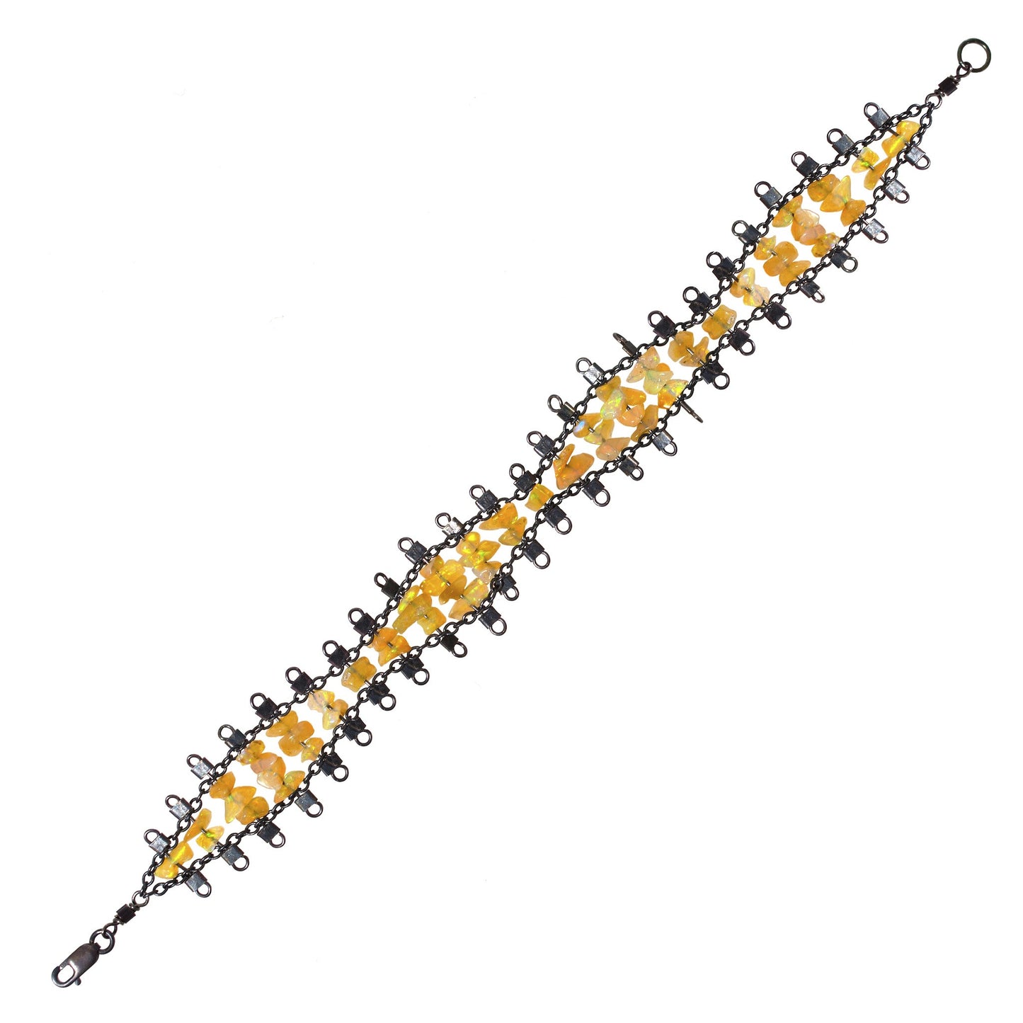 Florence Bracelet in Ethiopian Opal & Black Silver
