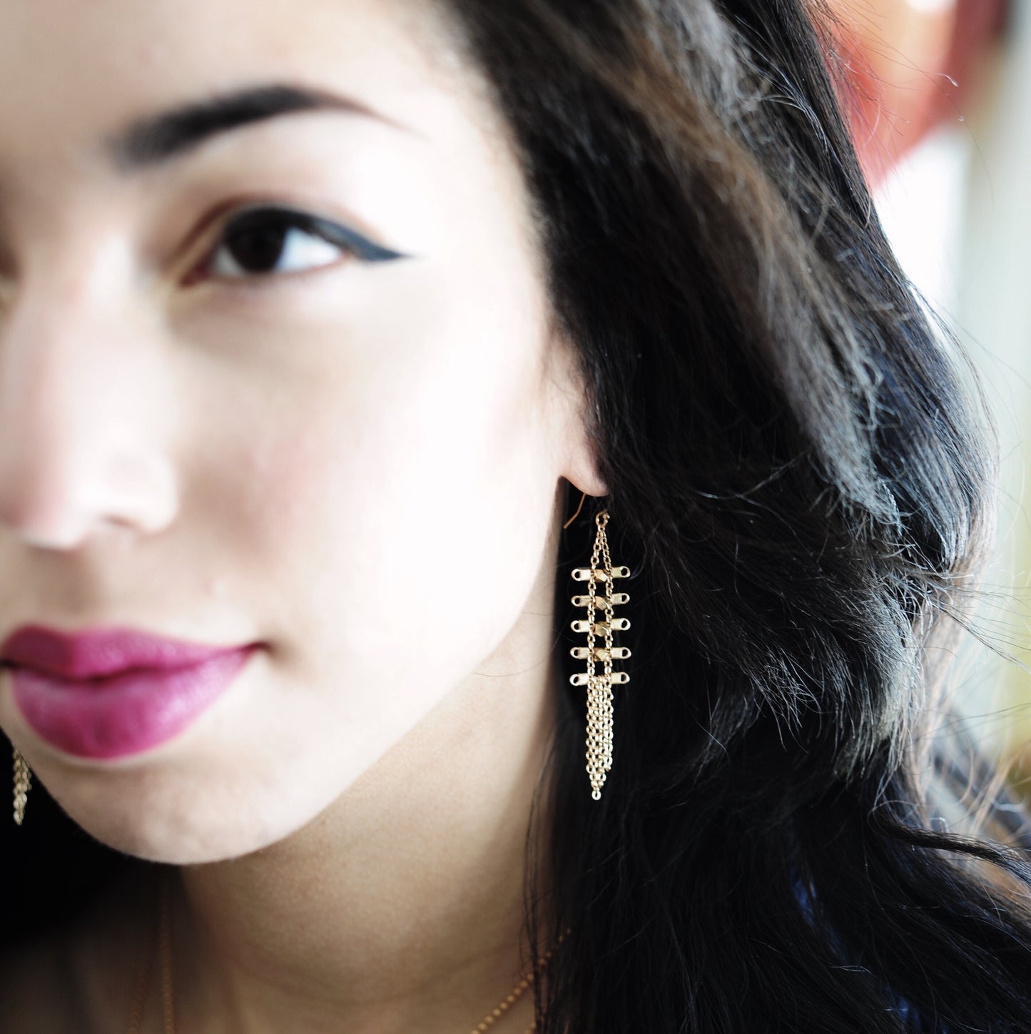 Delphine Earrings in Gold + Brass