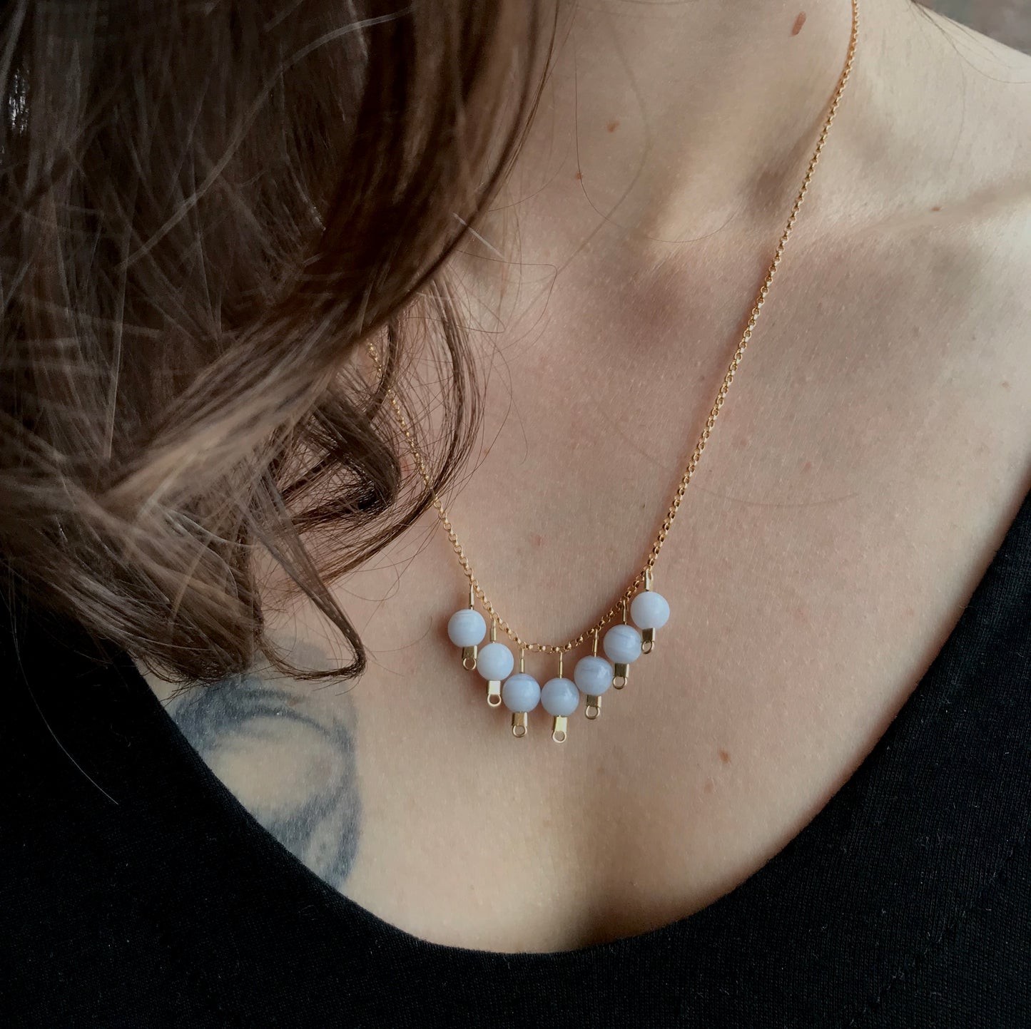 Drop Necklace in Chalcedony