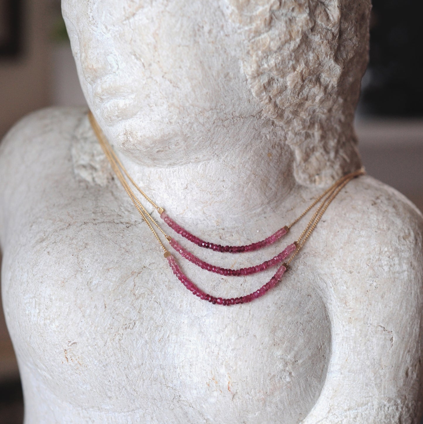 Strand Necklace in Ombre Pink Tourmaline