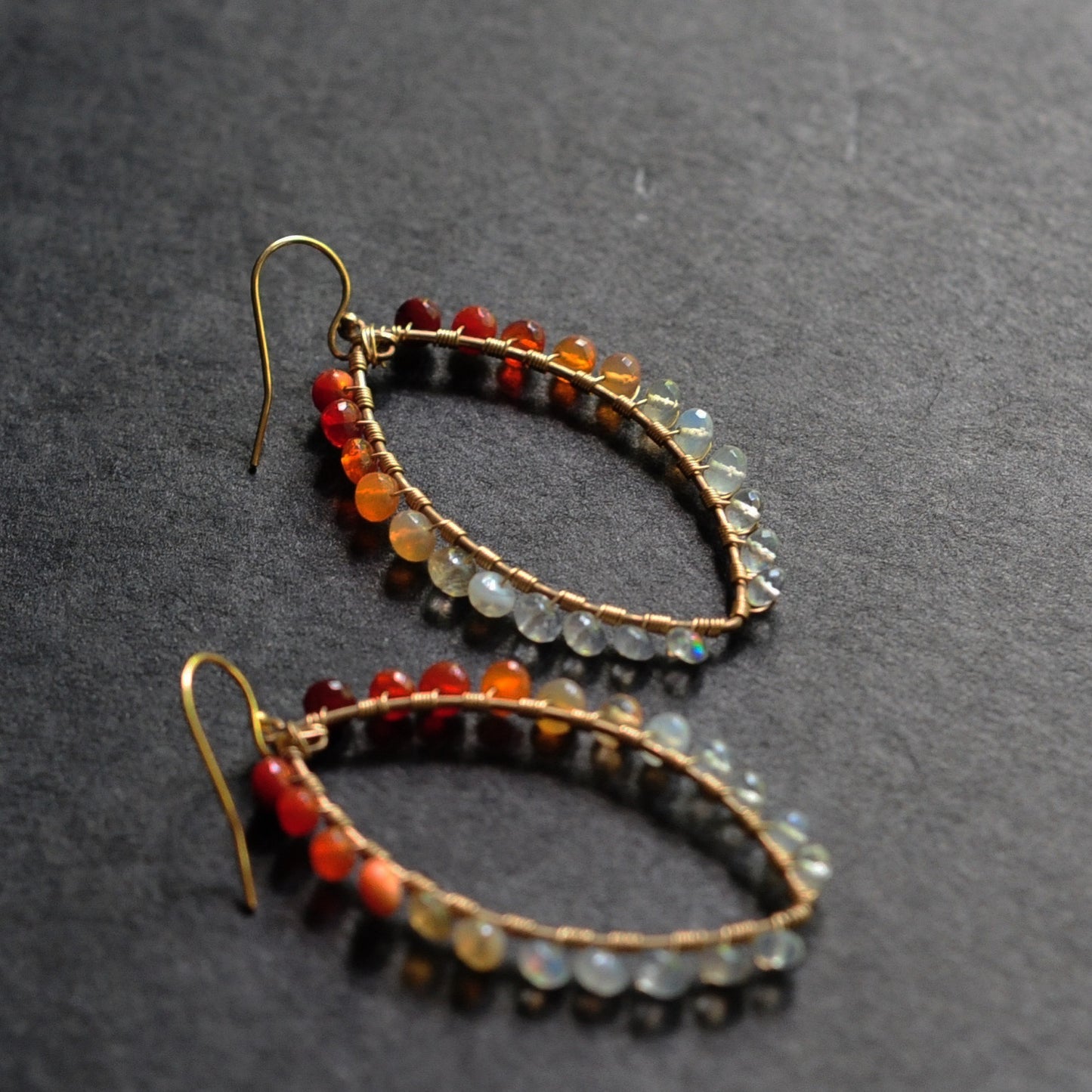 Large Marquise Earrings in Fire Opal