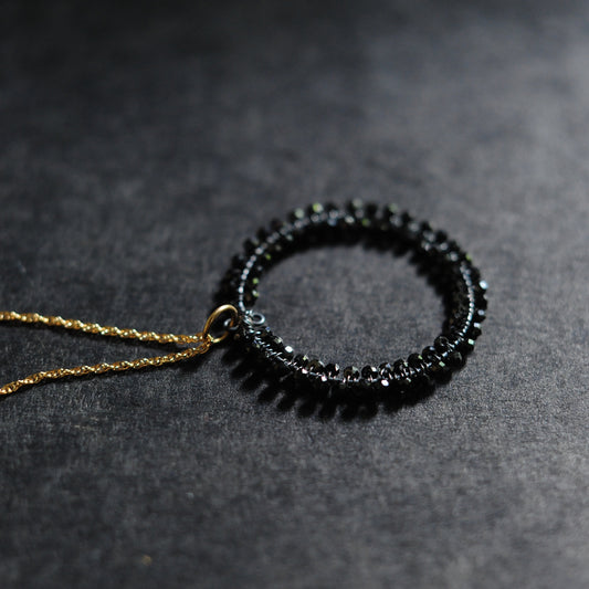 Large Hoop Necklace in Black Spinel