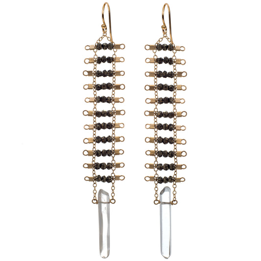 Crystal Point Earrings in Pyrite