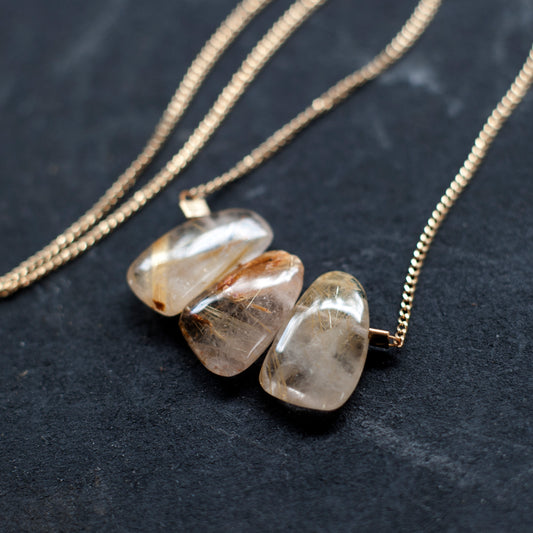 Strand Necklace in Rutilated Quartz